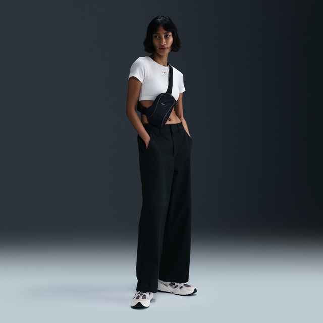 Nike – MSC – Svarta byxor i twill med vida ben-Svart/a