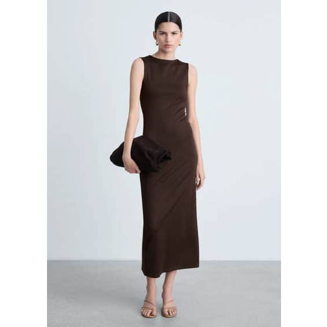 Mango Luisa Sleeveless Midi Pencil Dress, Brown