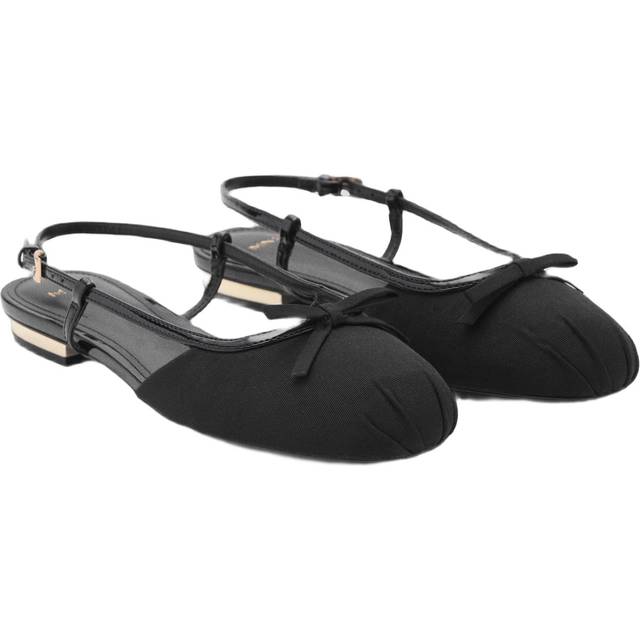 Mango Mely Satin Slingback Ballet Pumps, Black