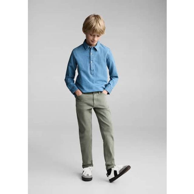Mango Kids' Peru Straight Leg Jeans, Green Khaki