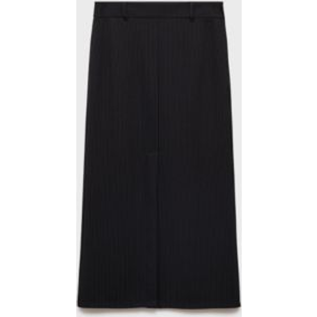 Mango Avi Pinstripe Straight Maxi Skirt, Black