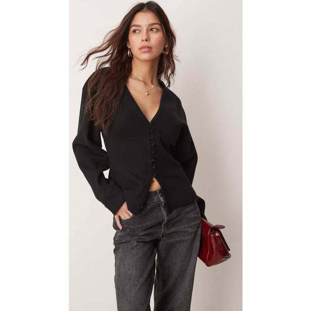 Gina Tricot-Shaped knitted cardigan-koftor & cardigans-Svart-S-Dam