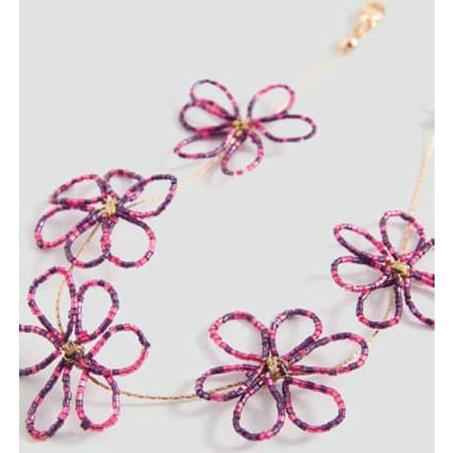 Flower bead necklace fuchsia - Kids - One size - MANGO KIDS - Fuchsia - U