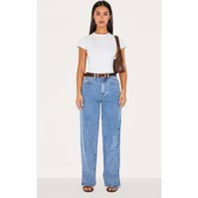 Petite Blue Vintage Wash Split Hem Jeans, Blue - 8