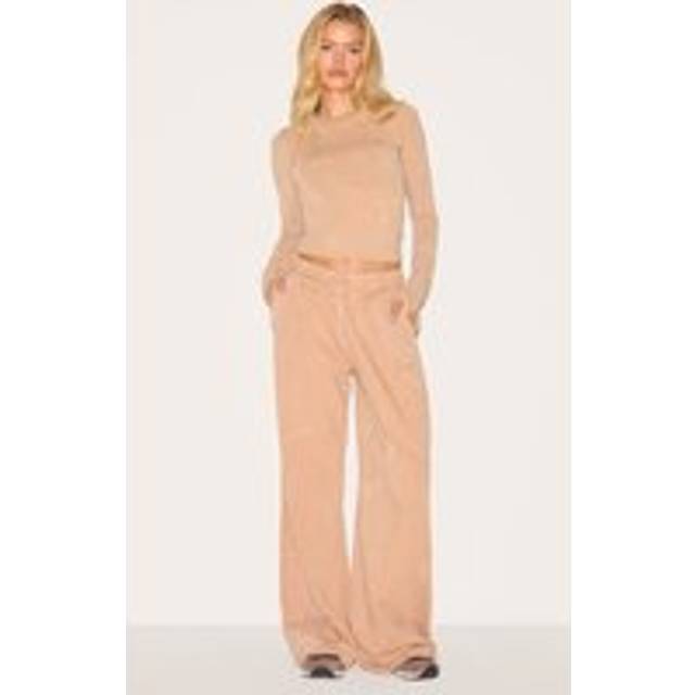 PRETTYLITTLETHING Sand Washed Low Rise Oversized Wide Leg Joggers, Sand - XL