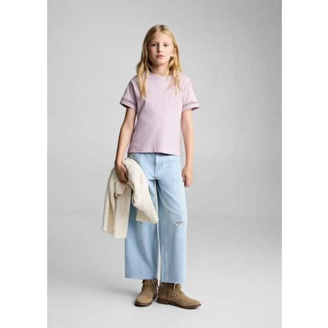 Openwork details T-shirt pink - Kids - 13-14 years - MANGO KIDS - Pink