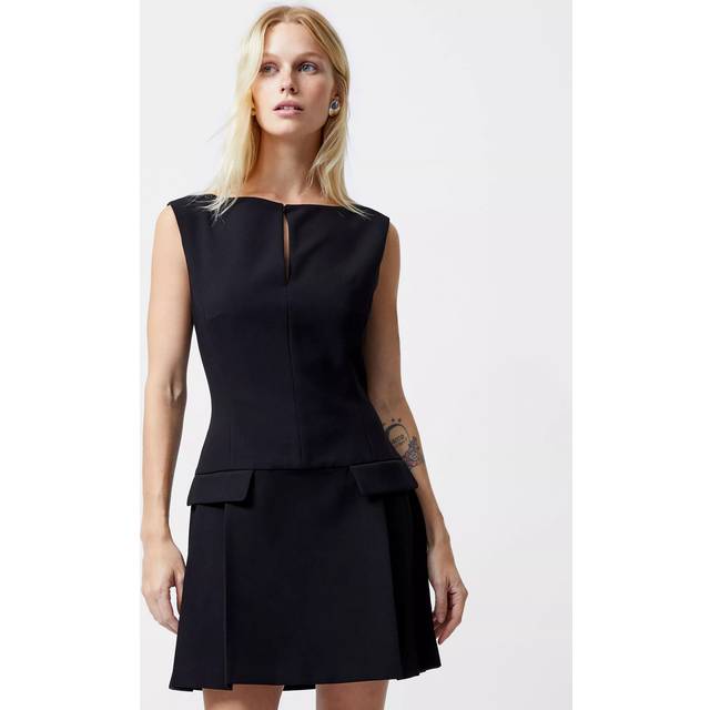 French Connection Azra Twill Pleated Mini Dress, Black