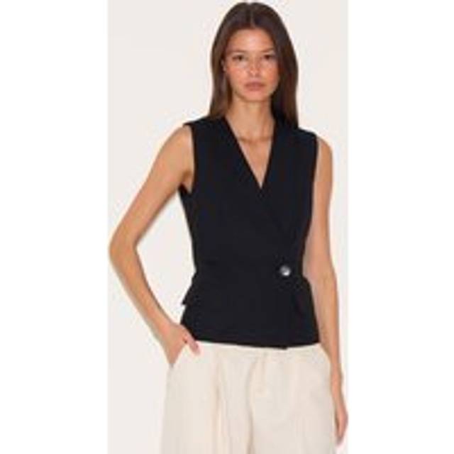 Black Boxy Asymmetric Waistcoat, Black - 10