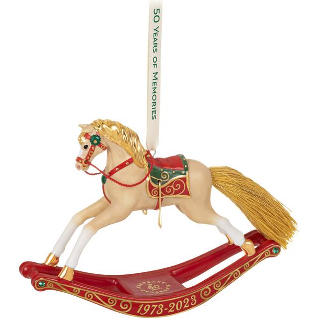 Hallmark Keepsake Christmas Ornament 2023  50 Years of Memories Rocking Horse Special Edition Porcelain Ornament