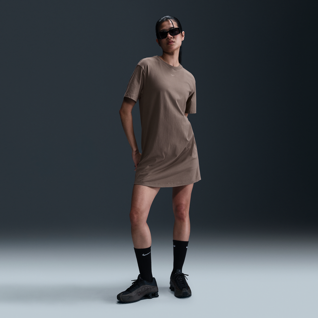 Nike Sportswear Chill Knit Women's Oversized T-Shirt Dress - Brown - Cotton - XL (UK 20&#x2013;22)