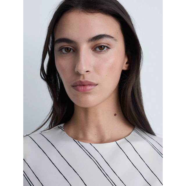 Mango Raya Stripe Satin Dress, White