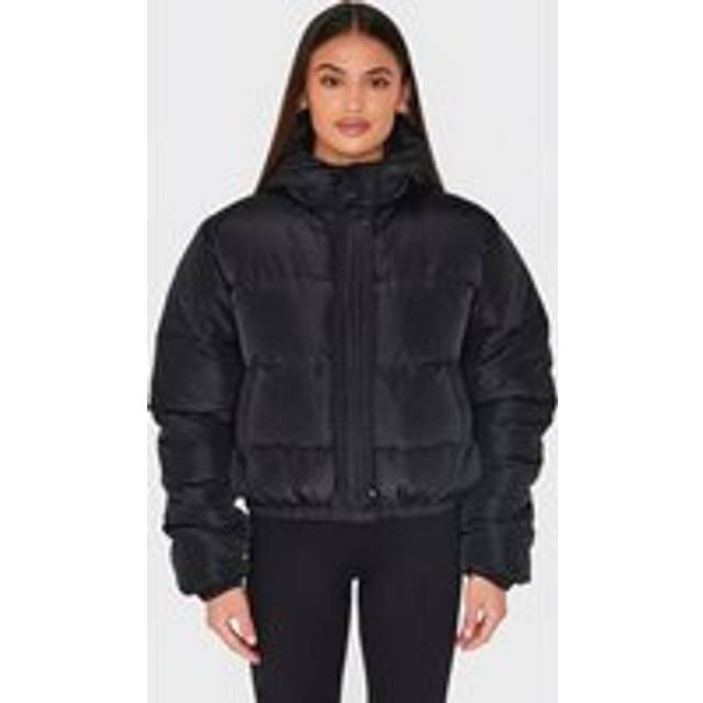 Black Hooded Padded Jacket, Black - XL