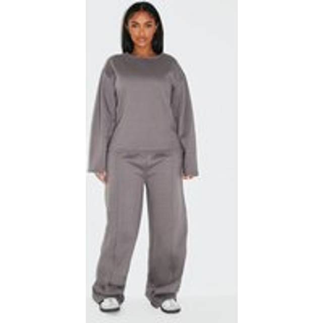 Shape Dove Grey Highwaisted Pintuck Wide Leg Joggers, Dove Grey - 8