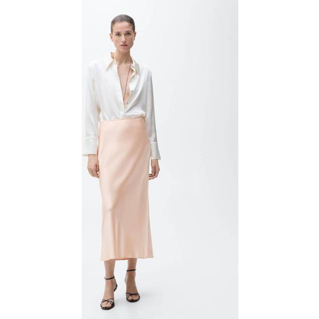 Mango Mia Satin Midi Skirt