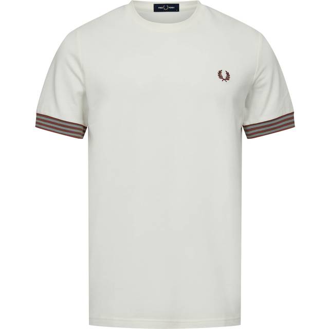 Men's Fred Perry Mens Striped Cuff T-Shirt - White - Size: 42/Regular