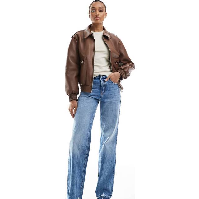 Stradivarius D92 straight wide-leg jeans MEDIUM BLUE DENIM 14