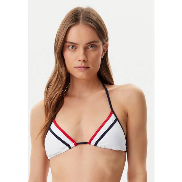 Tommy Hilfiger, Badkläder, Dam, M, Nylon, Räfflad Triangel Bikini Topp - white (M)