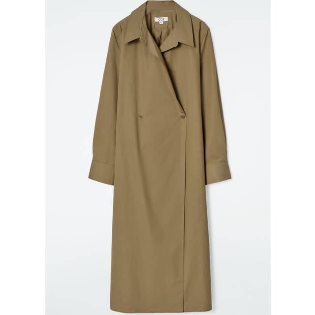 Double-Breasted Midi Shirt Dress - Beige - 38