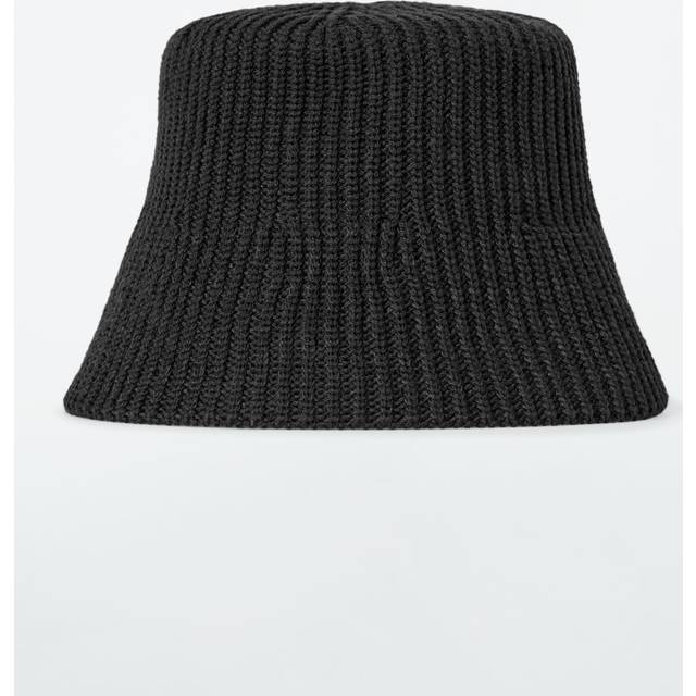 Ribbed Wool-Blend Bucket Hat - Black - M/L