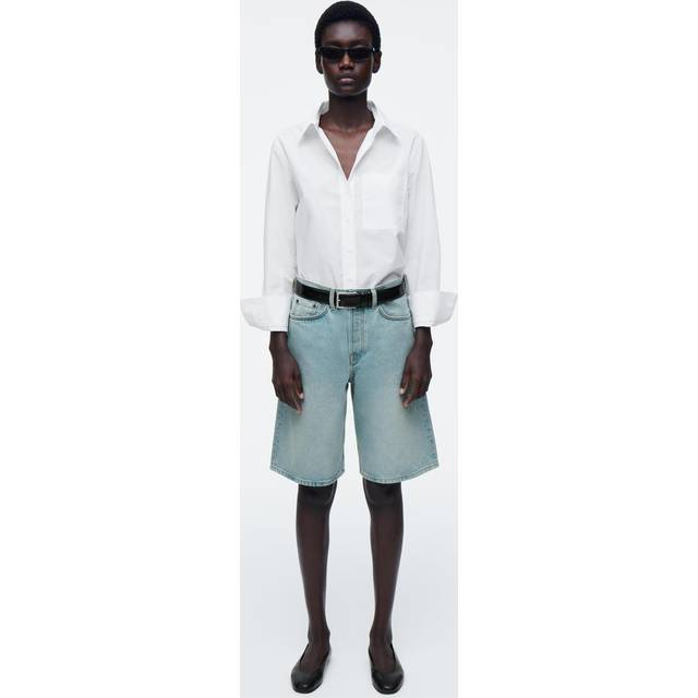 Longline Denim Shorts - Light Blue - 29