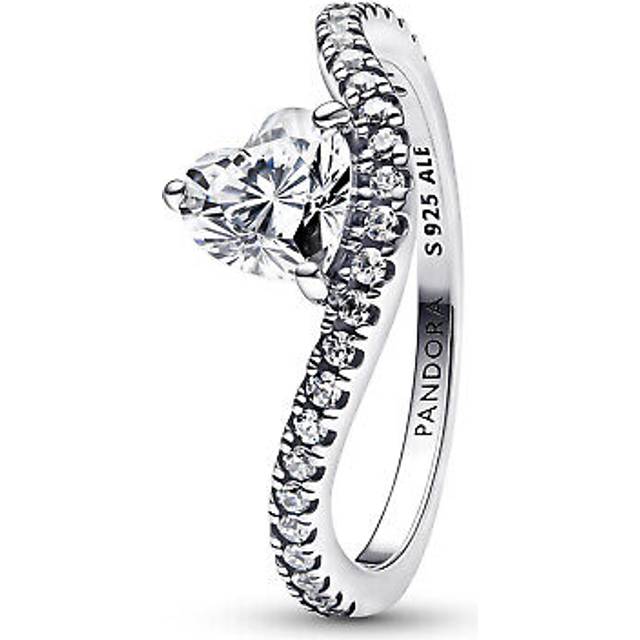 Pandora  Rings Wavy Heart Ring in Pavé 193661C01