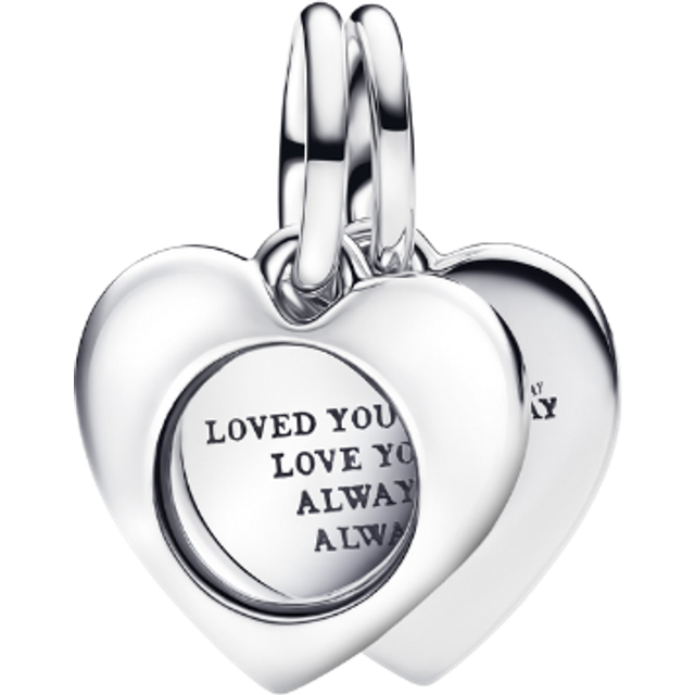 Pandora Pendants & Charms - Engravable heart double dangle - silver - Pendants & Charms for ladies - unisize