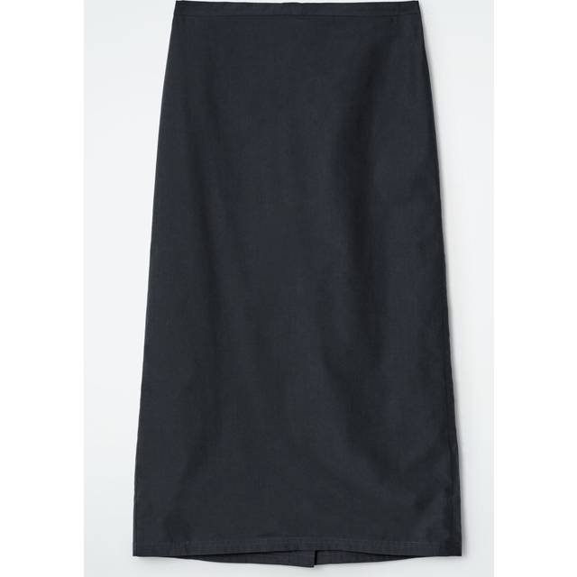 Cotton Drawstring Midi Skirt - Navy - 40