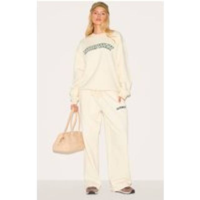 Cream Premium Norway Wide Leg Joggers, White - XS