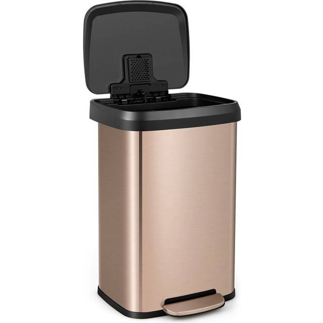Stainless Steel Step On Rubbish Bin - 50L - Gold