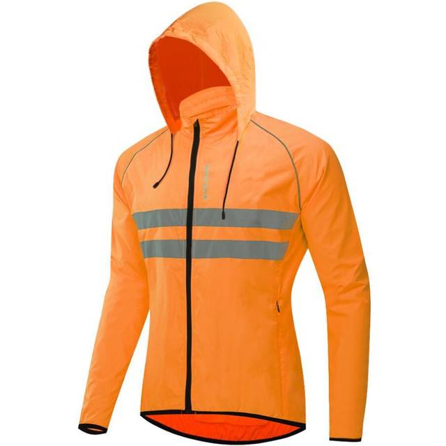 WOSAWE Cycling Jacket Hooded Hi Vis Waterproof Windproof Bike Jersey Bicycle Wind Coat Mens