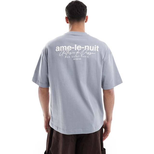 Mens River Island Grey Short Sleeve 'Ame Le Nuit' T-Shirt