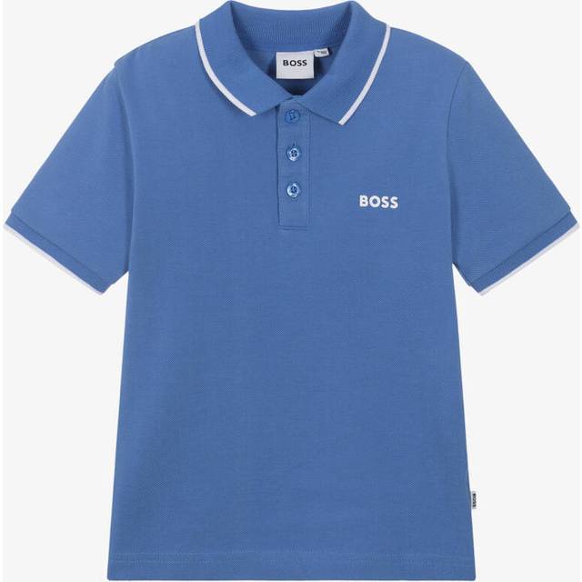 BOSS Kids' Cotton Pique Polo Shirt, Navy