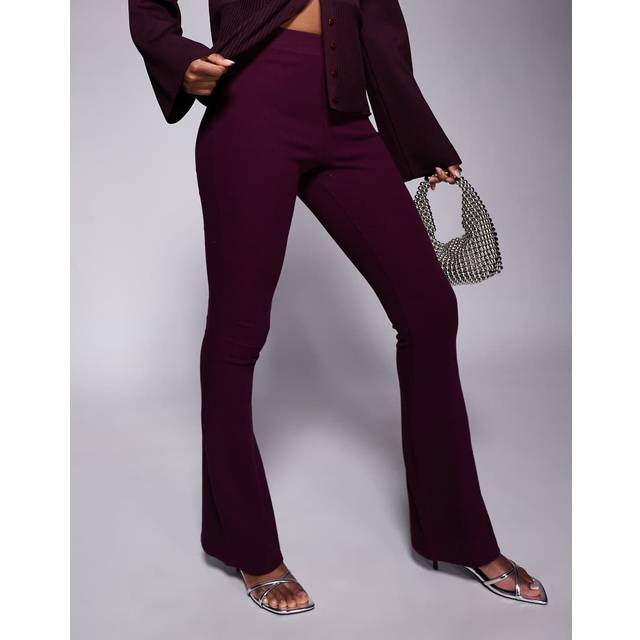 River Island Womens Red Fitted Rib Flared Trousers - 12R