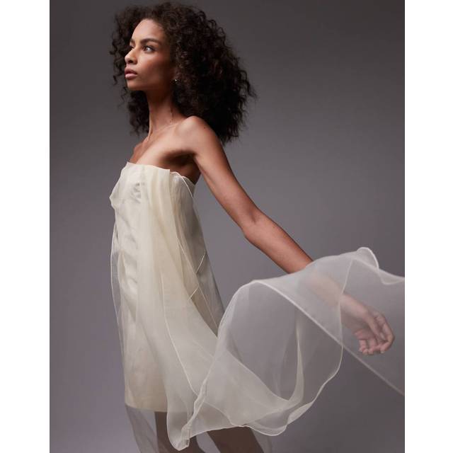 Short chiffon combined dress ecru - Woman - 10 - MANGO - Ecru