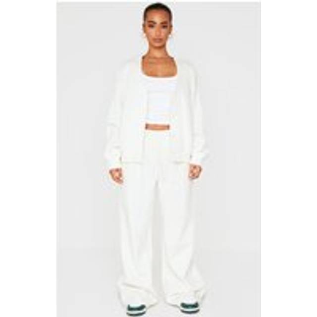 Petite Cream Wide Leg Elasticated Drawstring Joggers, White
