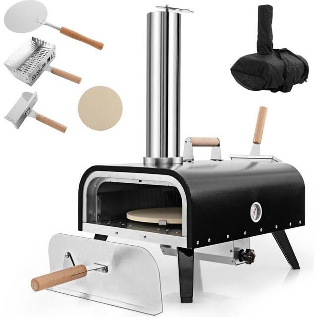 Portable Pizza Oven Outdoor Rotatable Pizza Oven w/ 30cm Pizza Stone