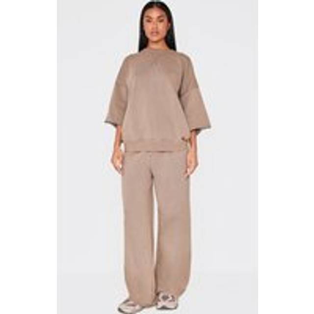 Brown Vintage Wash Wide Leg Joggers, Brown - S