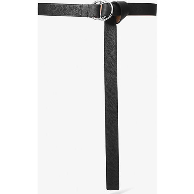 MK Pebbled Leather Double Ring Belt - Black - Michael Kors - ONE SIZE