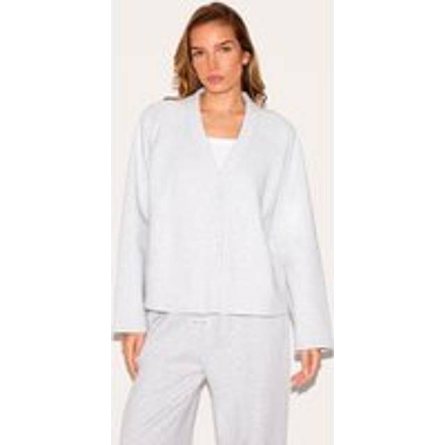Ash Grey Premium Boxy Sweat Cardigan, Ash Grey - L