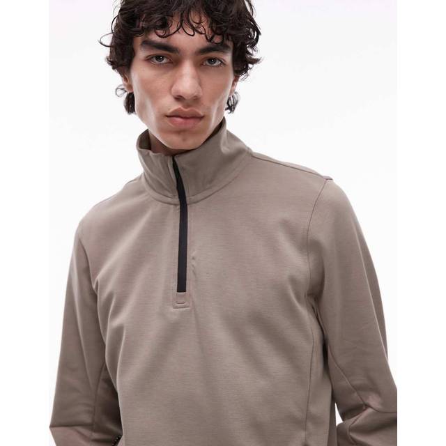 Mango Toscana Half Zip Sweatshirt, Brown