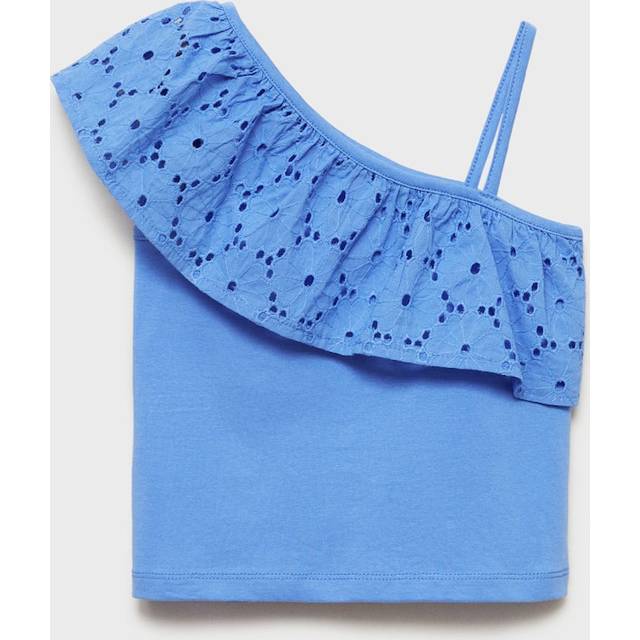 Mango Girls One Shoulder Frill Top - Bright Blue, Bright Blue, Size Age: 7-8 Years - age: 7-8 YEARS