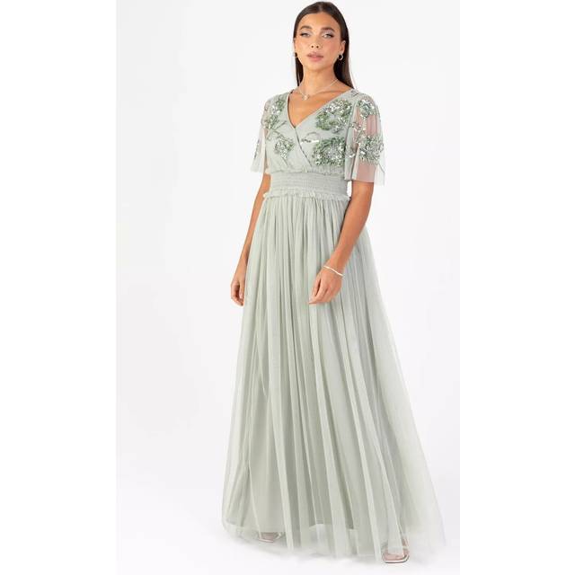 Maya Deluxe Shirred Waist Embellished Maxi Dress