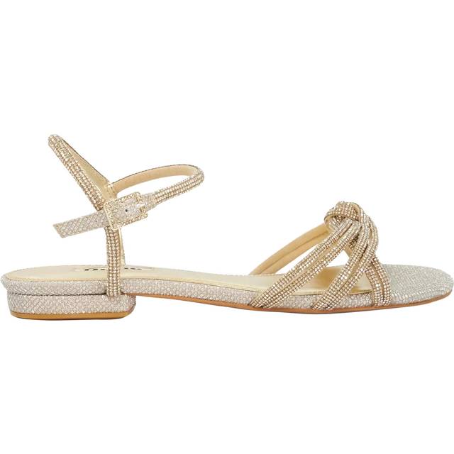 Dune Noa Diamante Embellished Knot Sandals, Gold