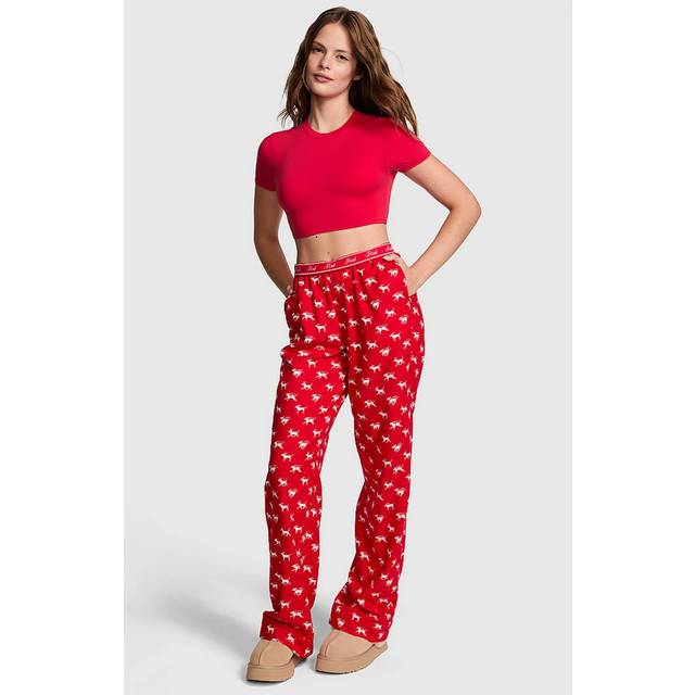 Victorias Secret PINK Vermillion Red Trouser Pyjama Bottoms - vermillion red - S REG
