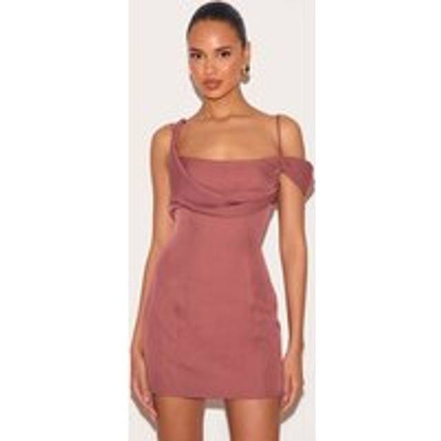 Dusty Pink Woven Drape Mini Dress, Dusty Pink - 14