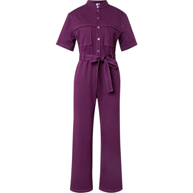 & Other Stories – Mörklila, stretchig jumpsuit med vida ben, knytning i midjan och cargofickor