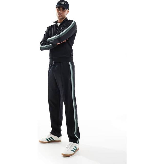 Fred Perry Mens Two Colour Tape Track Pants - Colour: 102 Black - Size: Medium