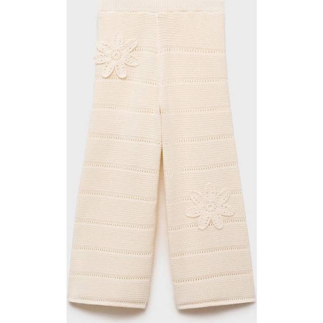 Knitted trousers with crochet detail off white - Kids - 11-12 years - MANGO KIDS - Off White