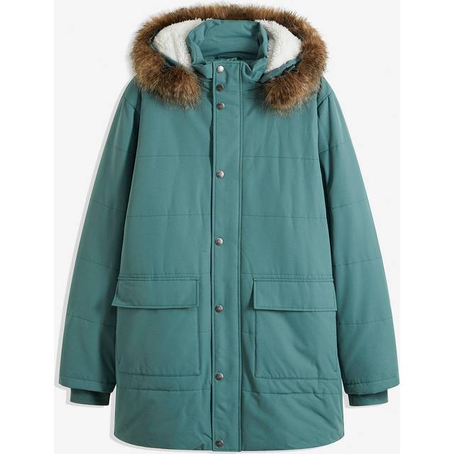 Herren Funktionsjacke mit Fellkapuze nachhaltiger gesteppter Parka Outdoor-Jacke mit abnehmbarer Kapuze 948068 Graugrün