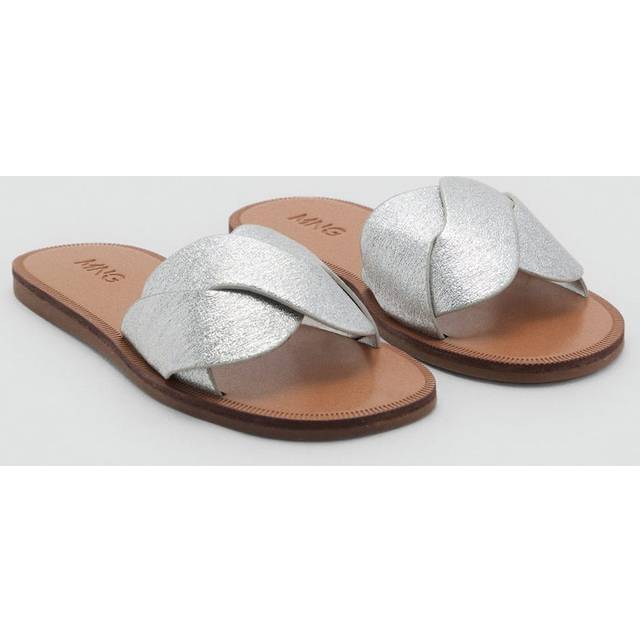 Mango Girls Metallic Sliders - Silver, Silver, Size 6 Older - Ilver